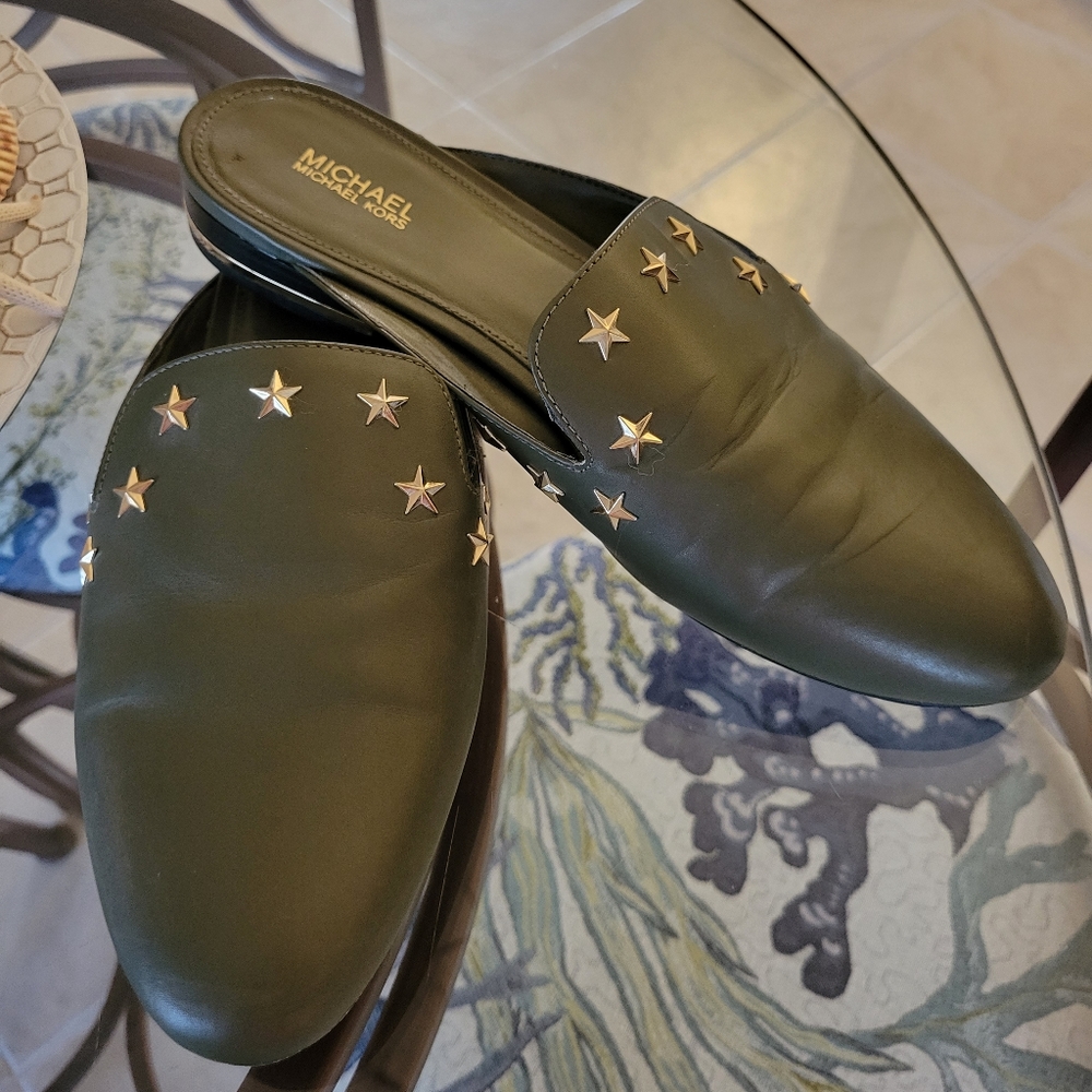 Michael Kors olive mule slides